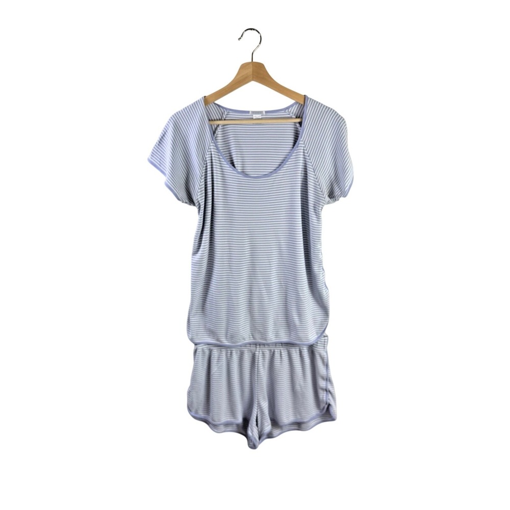 LAKE Pajamas Pima Cotton Blue & White Stripe Short Set Size Medium